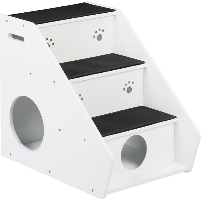 Сходинки для собак та котів Relaxdays, 3 сходинки, HBT 52,5x42x60 см, білий/чорний