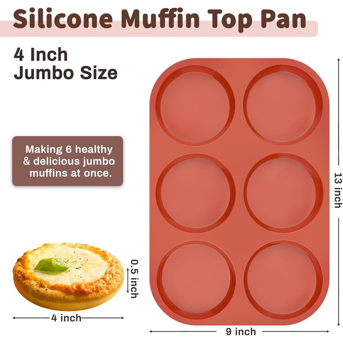 JOERSH Silicone Egg Molds, Non-Stick Coated, 10.2 cm, Jumbo Size, Round Muffin Baking Pans, Egg Molds for Breakfast, Egg Sandwiches, Cornbread and English Muffins, 2 Pack