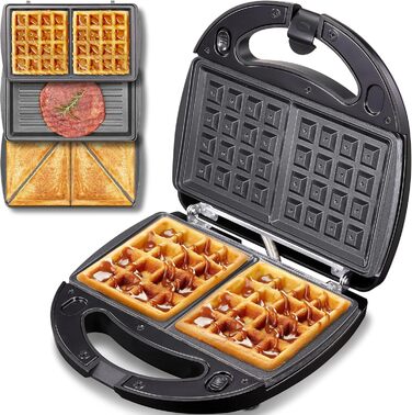 Sandwichmaker Yabano 3-в-1: сендвічниця, вафельниця, контактний гриль, антипригарне покриття, LED-дисплей, 800W
