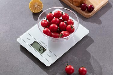 Електронна кухонна вага NUTRI FIT з підзарядкою, USB-C, LCD-дисплеєм, 5 кг, для випічки та приготування їжі, чорна (EK9380HR-weiss)