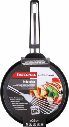 Млинцева пательня Tescoma i-Premium, антипригарна, стійка до подряпин, кругла, з нержавіючої сталі, для індукції, чорна, можна мити в посудомийці