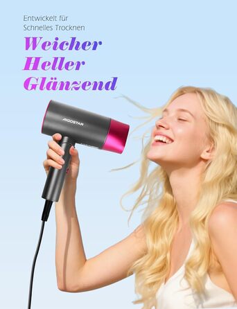 Aigostar Фен для подорожей 2100W з складною ручкою, сірий, з захистом від перегріву, з сумкою