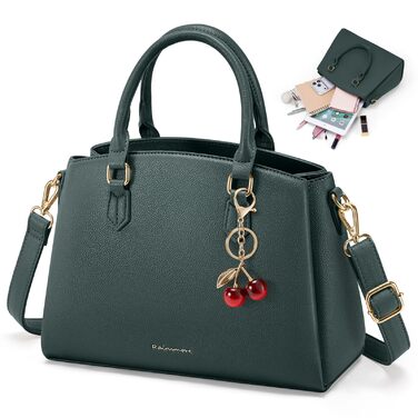 Сумка жіноча RAINSMORE середнього розміру з екошкіри, темно-зелена. Для планшета 11