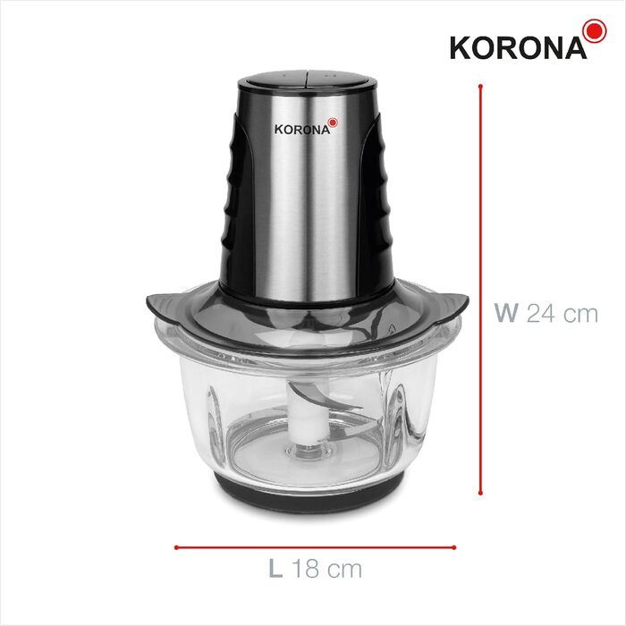 Подрібнювач Korona 25005 | З нержавіючої сталі та скляний контейнер | 2 режими | 4 леза з нержавіючої сталі | Для криши льоду