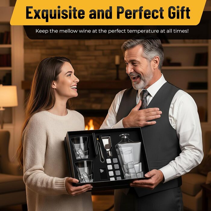 Набір віскі: декантик 800 мл, 2 келихи, 8 каменів, набір віскі та келихів