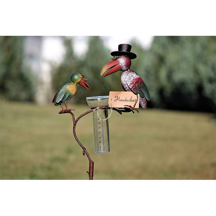 Unknown RAIN GAUGE Rabe - Real Glass, Metal - Garden Stake/Rain Gauge - Colorful - 136 cm tall