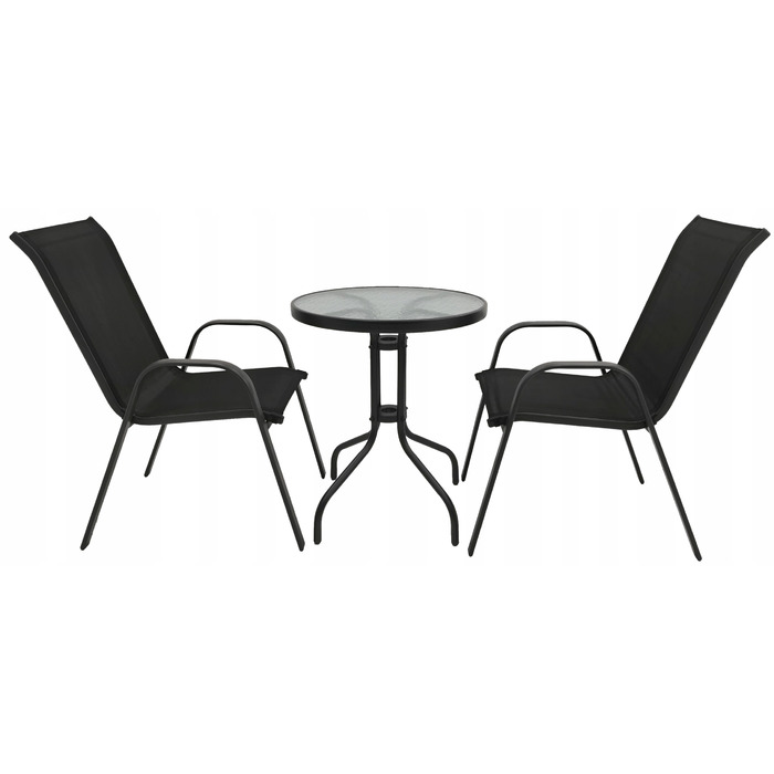 Комплект садових меблів Kontrast, метал, чорний, 3 предмети