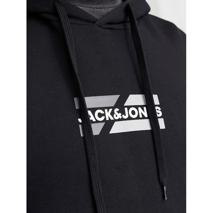 Чоловічий худі з капюшоном JACK & JONES з логотипом, чорний, розмір M