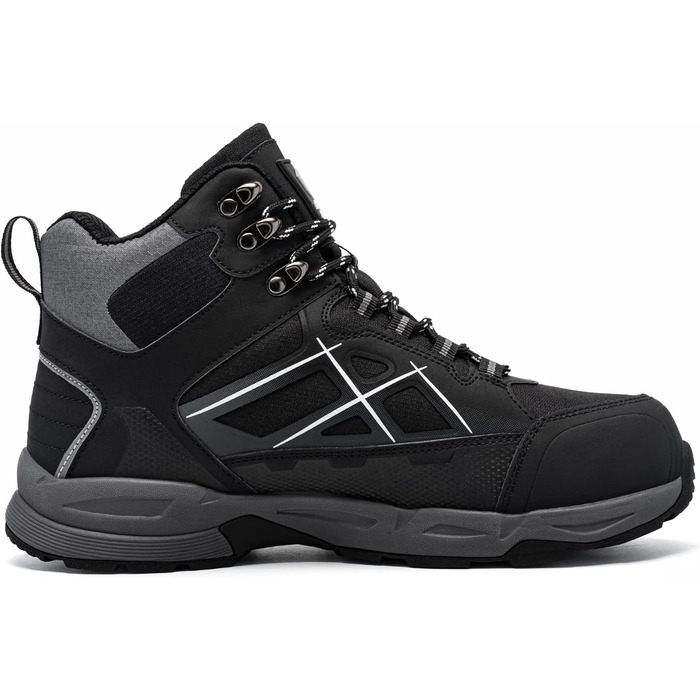 Черевики безпеки LARNMERN для чоловіків та жінок, SRC, антистатичні, з металевим носком, захист від проколів, легкі, комфортні, дихаючі, 49 EU, чорний