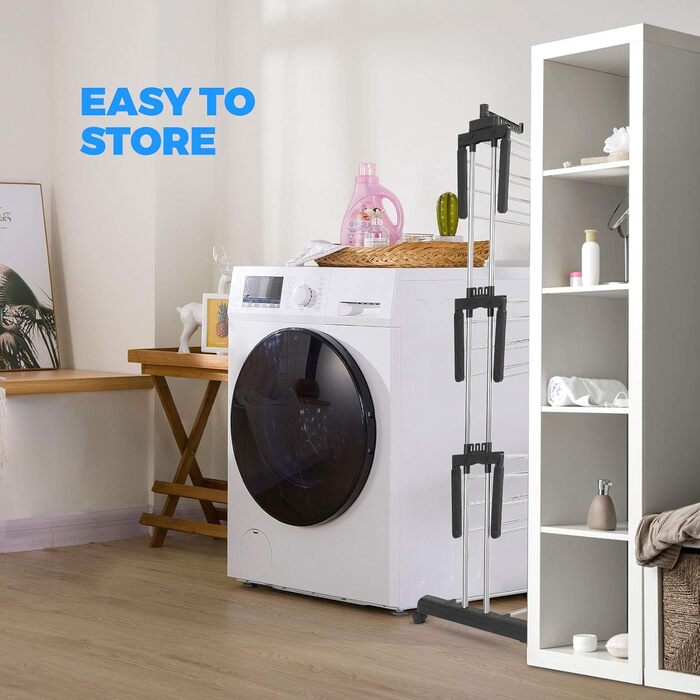 Сушарка для білизни Turm з колесами, складна, 3 рівні, сіра. Компактна сушарка-вежа для дому та вулиці