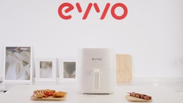 Фритюрниця EVVO без олії, 6 л, 1700 Вт, антипригарне покриття, Dual-Cyclon технологія, багатофункціональна, для випікання, дегідратації, розморожування, до 200 °C, автоматичне вимкнення, білий колір