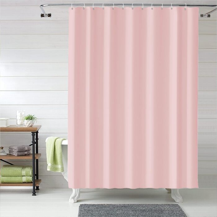 Штора для душу 180x180 см, водонепроникна, антигрибкова, для ванни/душу, з кільцями, рожева