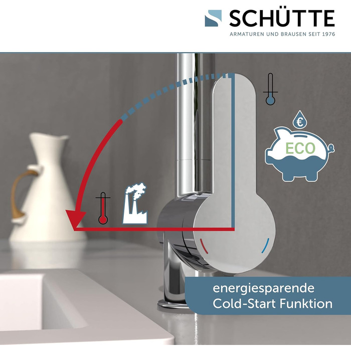 Змішувач кухонний SCHÜTTE RIO 360° з високим виливом, хром, для однієї/двох раковин