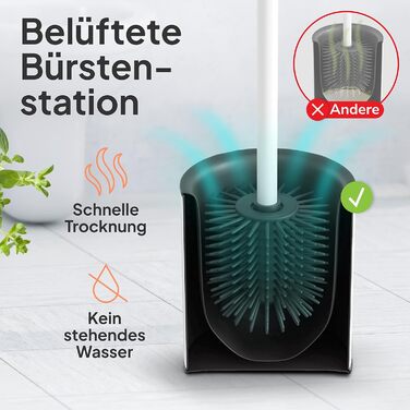 Торбінг - щітка для унітазу з нержавіючої сталі та силікону, елегантний дизайн, щітка для туалету з ефектом лотоса (Pearl White Matt)