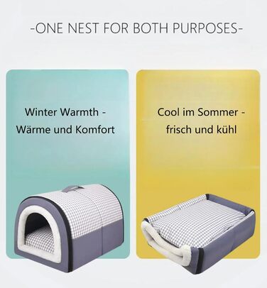 Кімната для собак 2 в 1: будиночок-ліжко, сірий, XL - зручний та портативний, для собак та котів