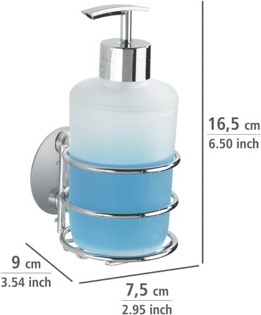 Дозатор мила WENKO Turbo-Loc®: без свердління, 285 мл, хром, білий пластик