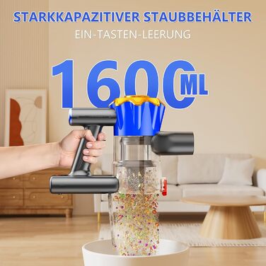Бездротовий акумуляторний пилосос V8-B з дисплеєм, 450 Вт, 40000 Па, до 50 хв роботи, автоматичний режим, антизаплутування, для килимів, твердих підлог та шерсті тварин
