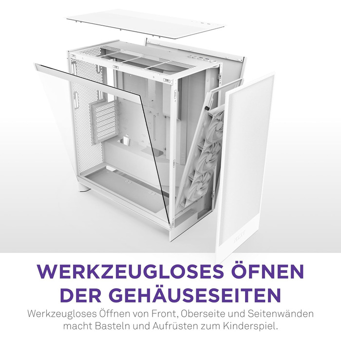 Корпус NZXT H7 Flow для ПК ATX з покращеною вентиляцією | Підтримка до 3 x 120 мм вентиляторів для охолодження GPU | 3 x 120 мм фронтальні вентилятори | Підтримка радіатора 420 мм | Flow 2024, білий