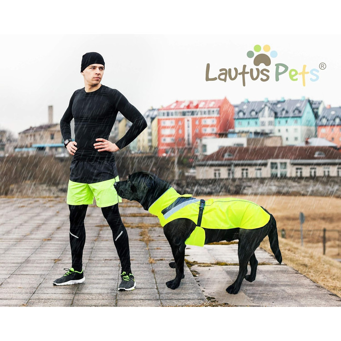 Lautus Pets Dog Raincoat, Waterproof, Reflective, Light Yellow with Collar Hole (XL, Yellow)
