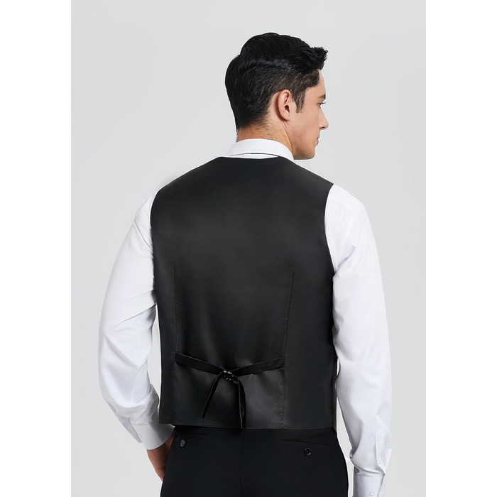 Костюм-трійка для чоловіків HISDERN V3-01: елегантна жилетка з двобортною застібкою, вузький крій, жаккард з візерунком пає, чорний, 6XL