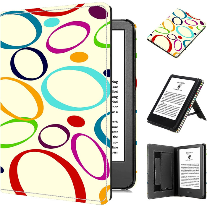 Чохол TOKILO для Kindle 6' eReader (11-те покоління 2024/2022), преміум шкіряний чохол з авто-ввімкненням/вимиканням, підставка, кишеня для карток, сумісний лише з Kindle, чорний (A-Bunter Kreis)