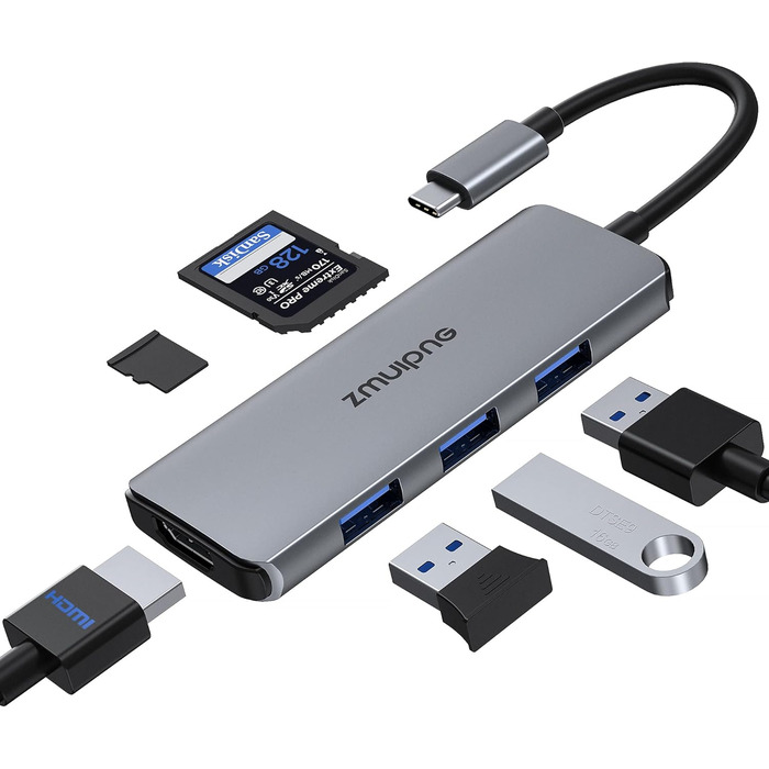 Док-станція USB-C для ноутбука з підтримкою 2 моніторів 4K, 14 в 1, з DP/DisplayPort, Ethernet, 4 USB, 100W PD, SD/TF, Audio/Mic, сумісна з Dell, HP, Lenovo