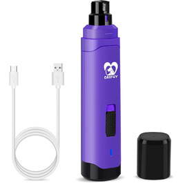 Електричний точило для кігтів собак Casfuy - професійний, 2 швидкості, перезаряджається, для собак та котів (фіолетовий)