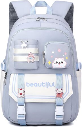 Дитячий рюкзак IvyH для дівчаток – велика місткість, водонепроникний, ідеальний для школи (блакитний)