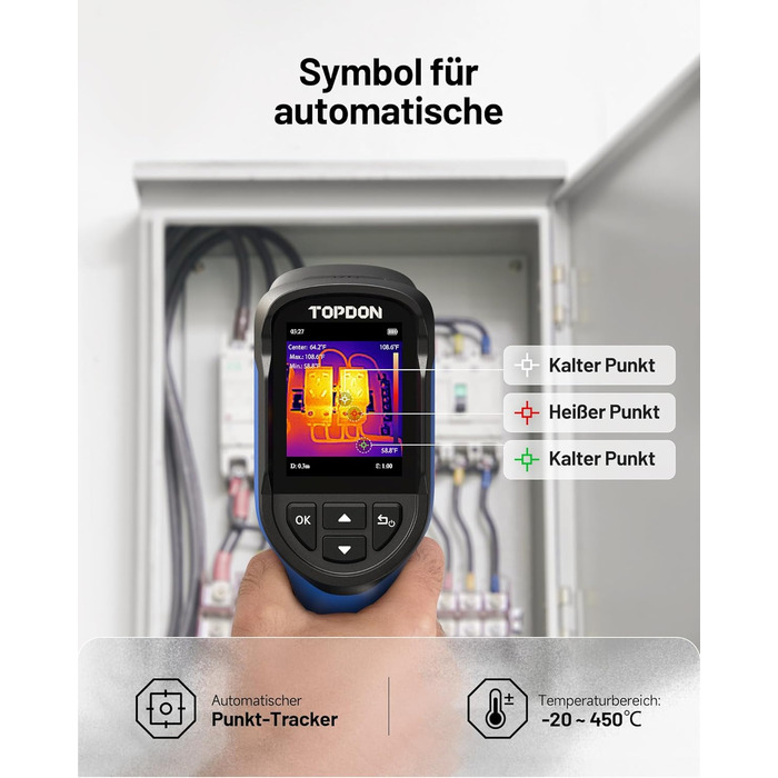 Тепловізор TOPDON TC004 Mini: 240x240 IR, до 15 годин роботи, -20°C до 450°C, 25Hz. Ідеально для діагностики будівель, виявлення витоків, HVAC