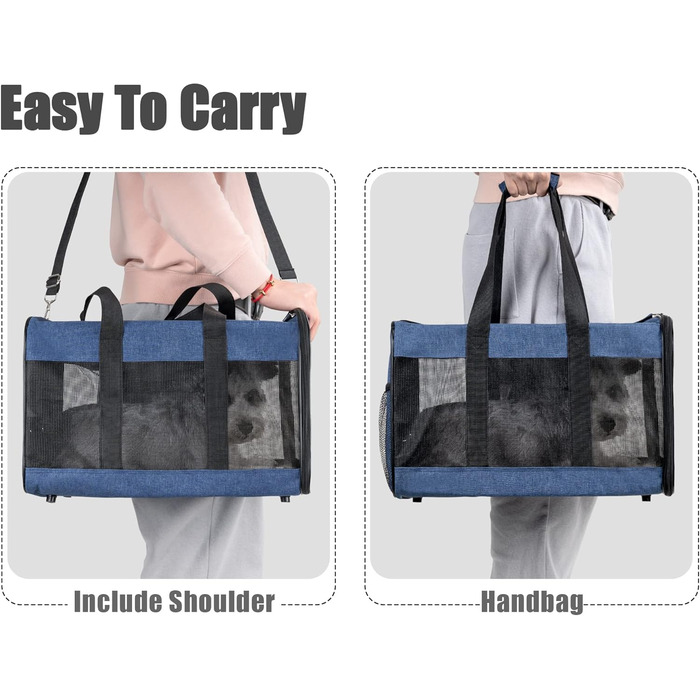 Транспортна переноска для собак та котів HITSLAM, складана, блакитна (M/L)