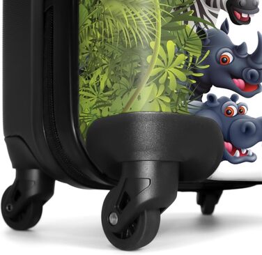 Дитячий валіза-роликовий колір зелений та білий з ім'ям, 55x40x20см, ручна поклажа, валіза для хлопчика з принтом 'РеннАвто', легкий, персоналізований