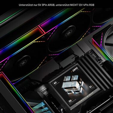 Система рідинного охолодження процесора TR Peerless Vision 360 ARGB Black, 3 PWM вентилятори, LCD-дисплей 3.95
