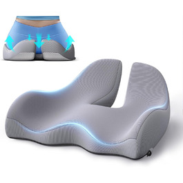 Подушка для офісного крісла Benazcap: ергономічна, з піною Memory Foam, для підтримки попереку, сіра, велика