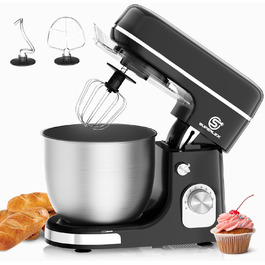 Кухонна машина SUPERLEX 3-в-1: міксер, тістоміс, блендер. 1300W, 5л чаша з нержавіючої сталі, 8 швидкостей, з набором насадок (крюк, вінчик, вінчик для збивання), захист від бризок. Для приготування тіста, випічки та десертів.