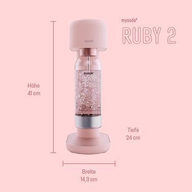 Mysoda Ruby 2 рожевий - содовий апарат для газування води з алюмінієвою пляшкою 1л (без балону CO2)