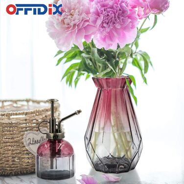 Скляна ваза OFFIDIX з градієнтом кольору, багатокольорова, геометричний дизайн, для вечірок, декору, квітів, офісу чи дому (фіолетово-сіра)