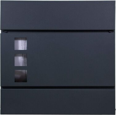 Поштовий ящик настінний дизайнерський антрацит RAL 7016 з газетницею, захищений від погодних умов, порошкове покриття