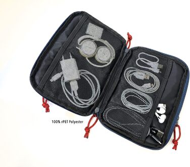 Troika Business Tech Pouch 2 Cable Bag for Electronic Accessories made of Polyester in Blue, Dimensions: 23.5cm x 17cm x 3.5cm, BGO44/DB