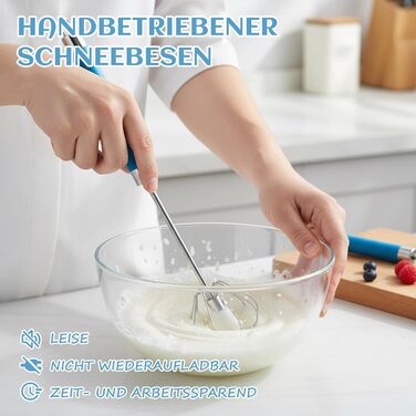 Набір з 2 штук напівавтоматичних міксерів для випічки та приготування їжі на природі, нержавіюча сталь, 10 та 12 дюймів