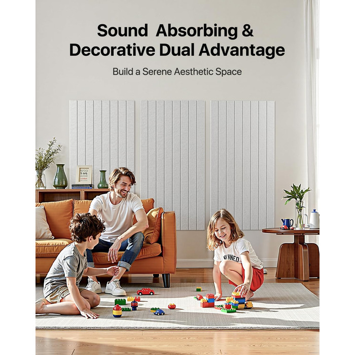 Акустичні панелі Soundsbay самоклеючі для звукоізоляції та декору стін, 120×60×0.9 см, білі (4 шт, 2.16 м²)