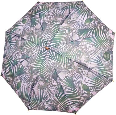 Perletti Green Eco Women's Umbrella - Recycled Material, Automatic Open/Close, 102cm Diameter, White Kentia Flower Design