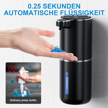 Fantictas Automatic Soap Dispenser Wall Mount with Sensor Infrared, 380ml Electric Soap Dispenser No Drilling with USB Rechargeable, IPX5 Waterproof for Bathroom Toilet Kitchen