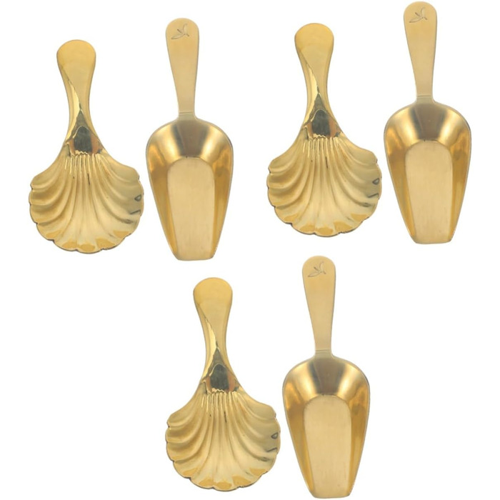 Cabilock 6-Piece Brass Scoop Spoons, Small Brass Shovels, Bath Salt Scoop, Bean Accessories, Glass Bathroom Counter Organizer, Mini Accessories, Individual Popcorn Measuring Cups, Scoop