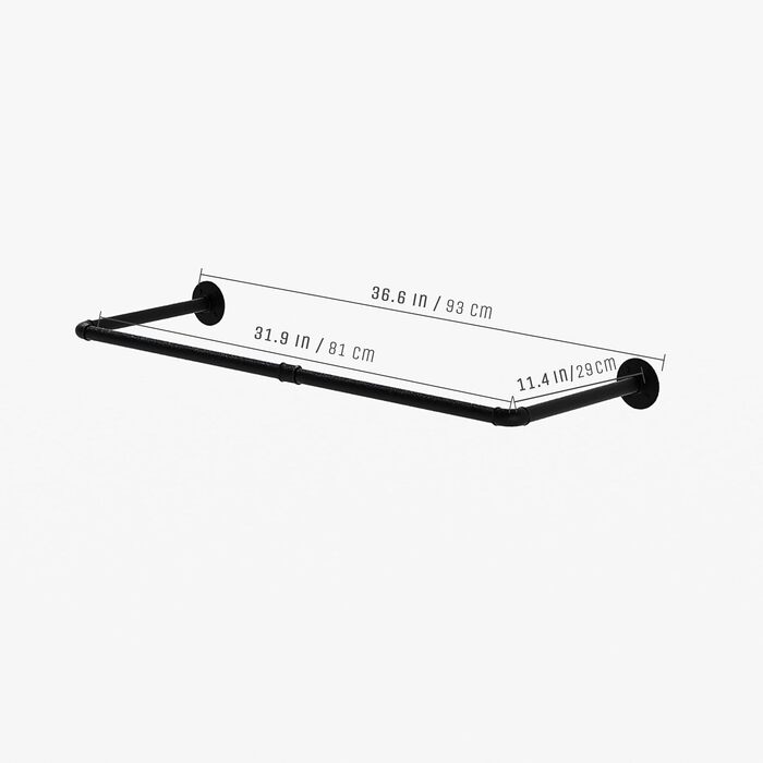 pamo Clothes Rail Industrial Loft Design - FINN - 93 cm Wardrobe Rail or Clothes Stand with Wall or Ceiling Mounting made of sturdy pipes in black