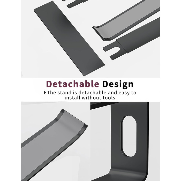 Підставка для ноутбука Alashi, металева, чорна, для екранів 10-15.6 дюймів, ергономічна