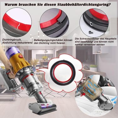 Електричний насадка для миття підлоги Dyson V12 Detect Slim / V10 Slim, з вологою тканиною та знімним баком для води, 6 змінних моп та контейнер для пилу (V10)