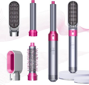 Набір для укладки волосся Airstyler 5 в 1: фен-щітка, термощітка, плойка для локонів, об'ємна щітка, для випрямлення, сушіння, створення об'єму та локонів (сірий)