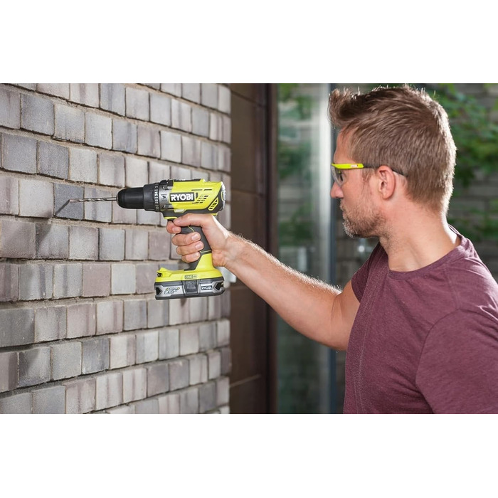 RYOBI 18V ONE+ акумуляторний ударний дриль-шуруповерт R18PD32-1C20G (2 швидкості, 50Nm, 24 ступ. крутного моменту, металевий патрон 13мм, 1x 2.0Ah акумулятор, зарядний пристрій) Generation 2 – безщітковий двигун