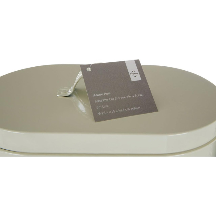 Контейнер для корму для тварин Premier Housewares, 6.5 л, метал, кремовий, з ложкою
