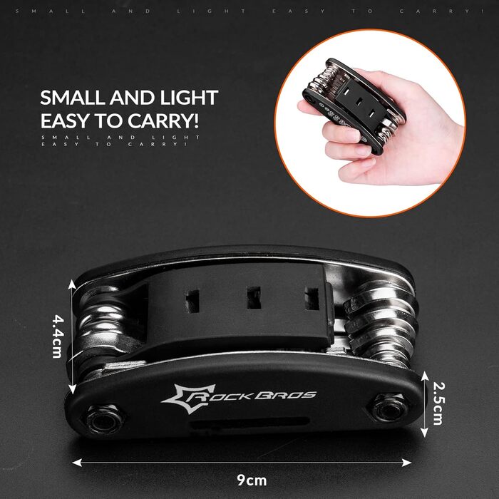 Набір інструментів ROCKBROS для ремонту велосипеда 16 в 1, складаний, чорний